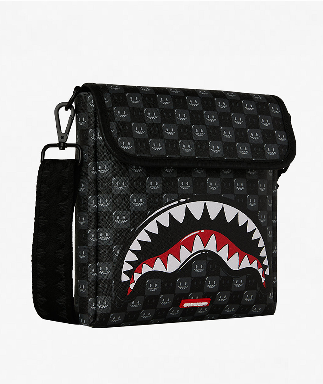 Sprayground Shark In Paris Bubbly Black Messenger Bag