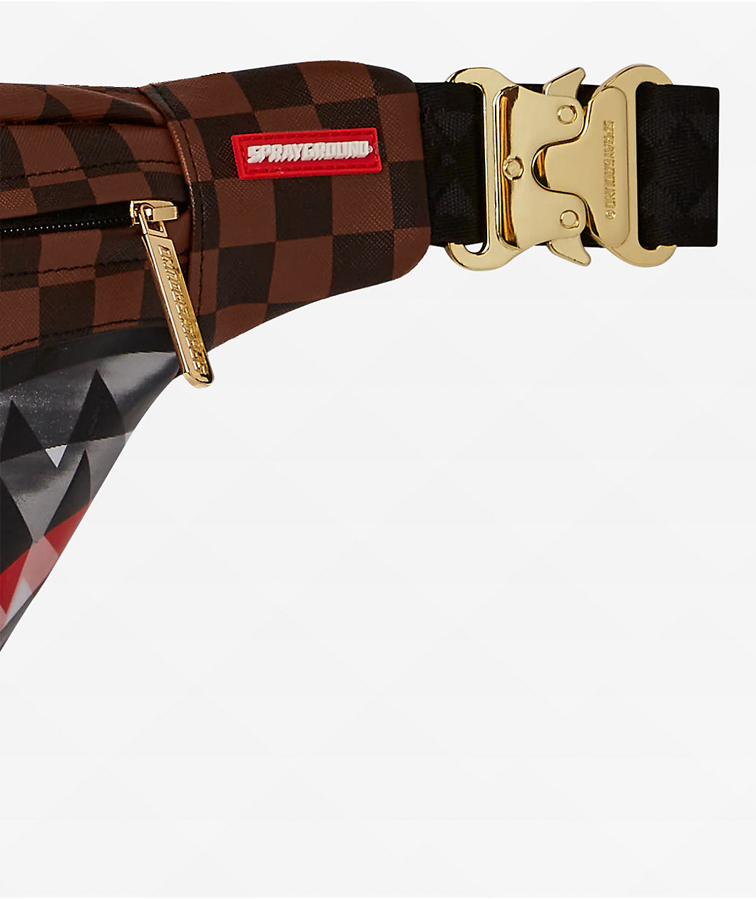 Sprayground Sharks In Paris Brown Checker Fanny Pack