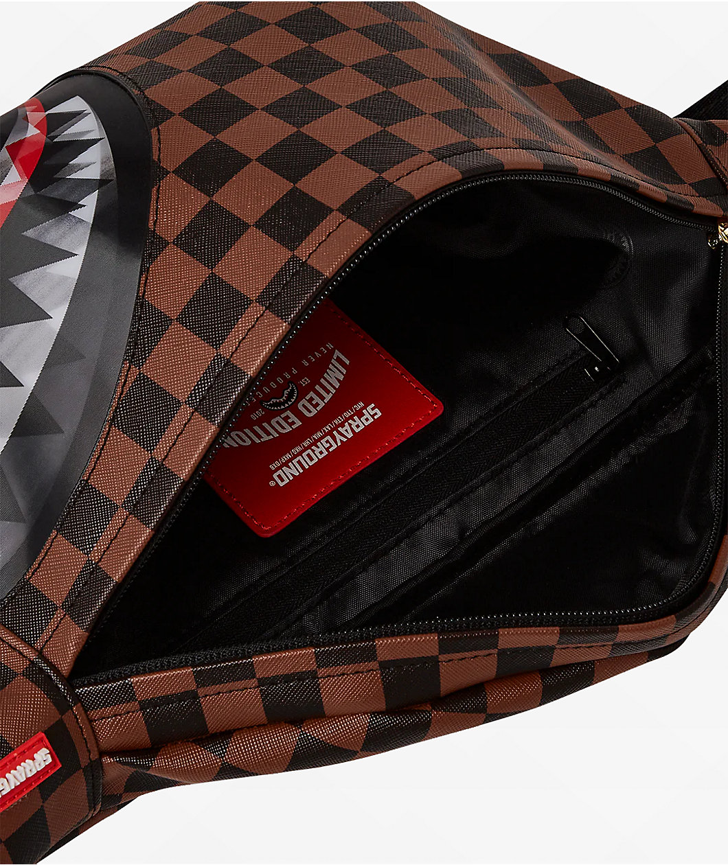 Sprayground Sharks In Paris Brown Checker Fanny Pack