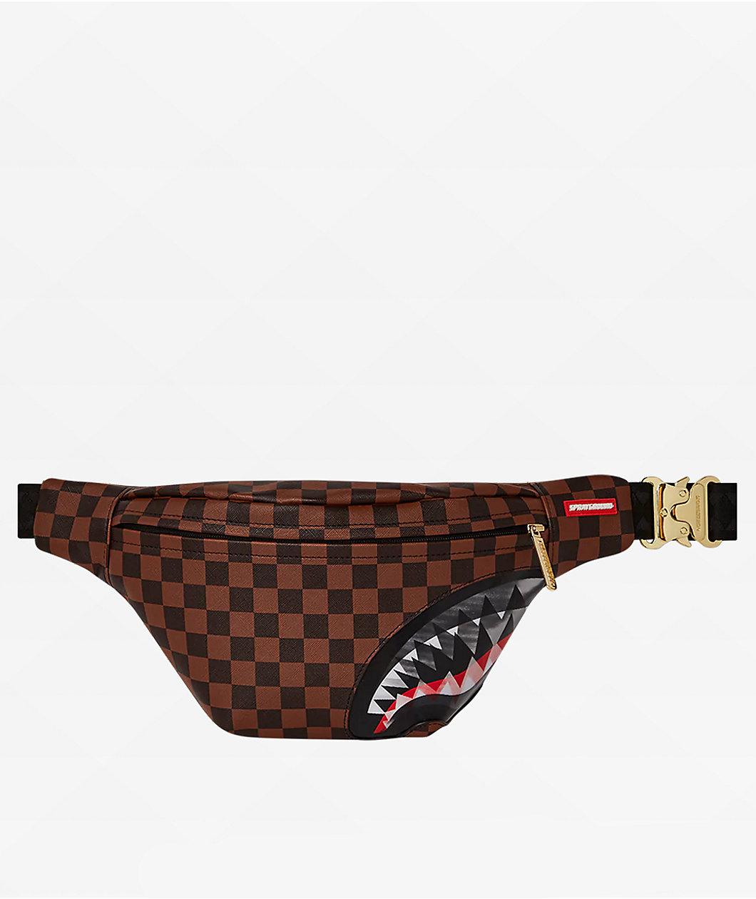 Sprayground Sharks In Paris Brown Checker Fanny Pack