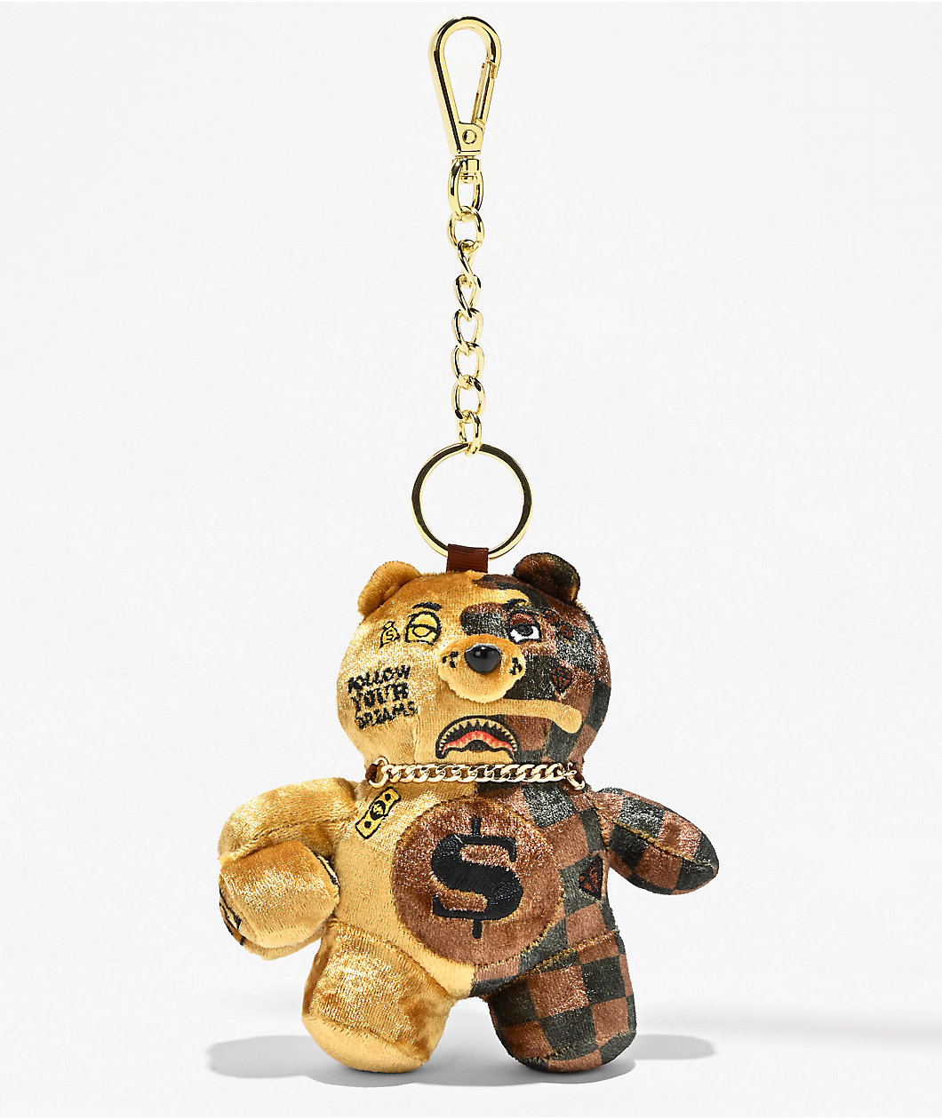 Sprayground Sip Gold Drip Bear Bag Charm