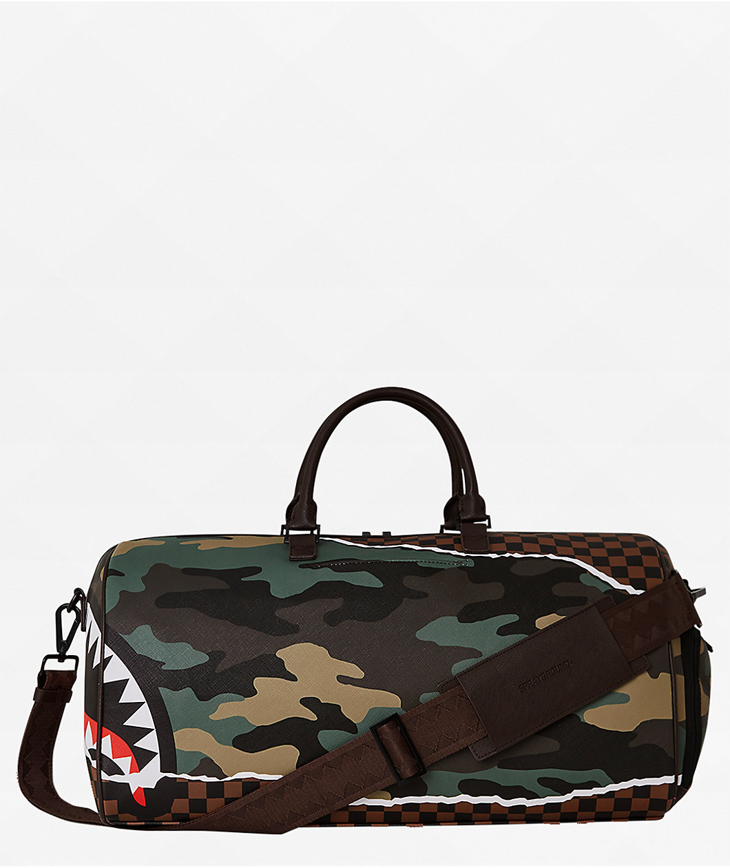 Sprayground Tear It Up Brown Checker Duffle Bag