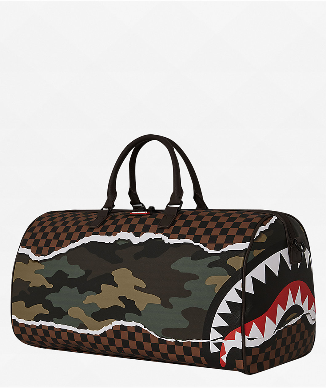 Sprayground Tear It Up Brown Checker Duffle Bag