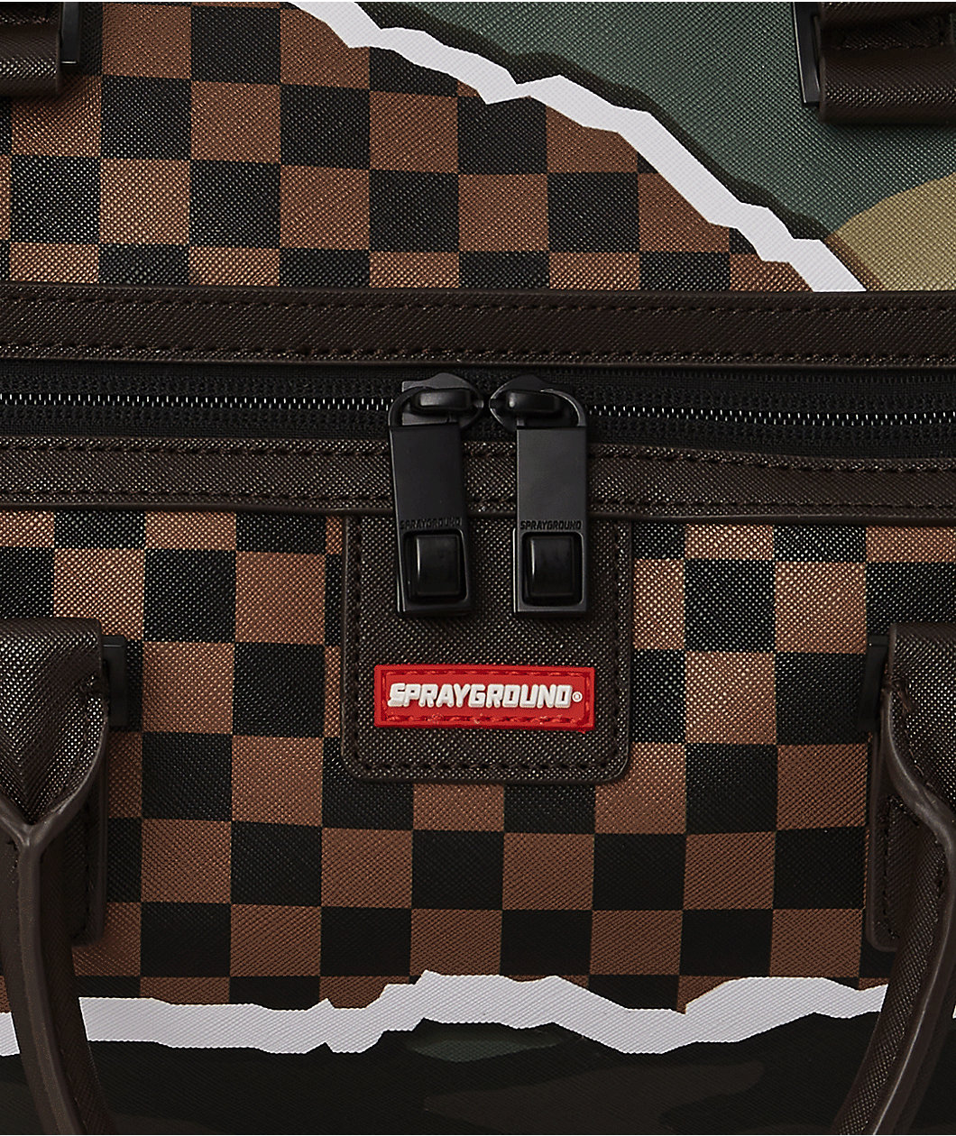 Sprayground Tear It Up Brown Checker Duffle Bag