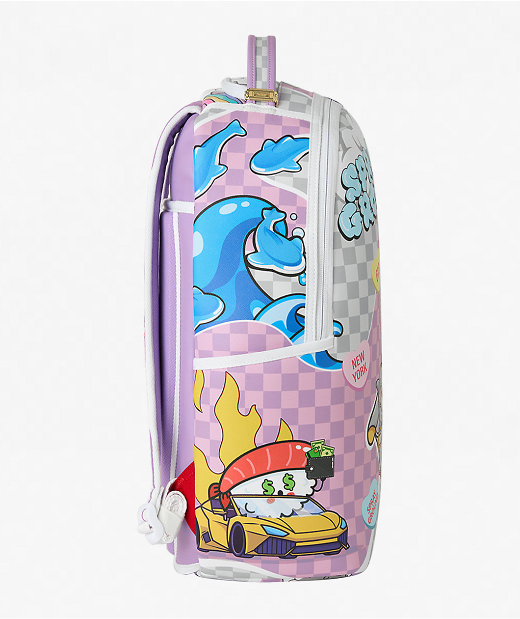 Sprayground WTF Ramen Checkered Purple Backpack