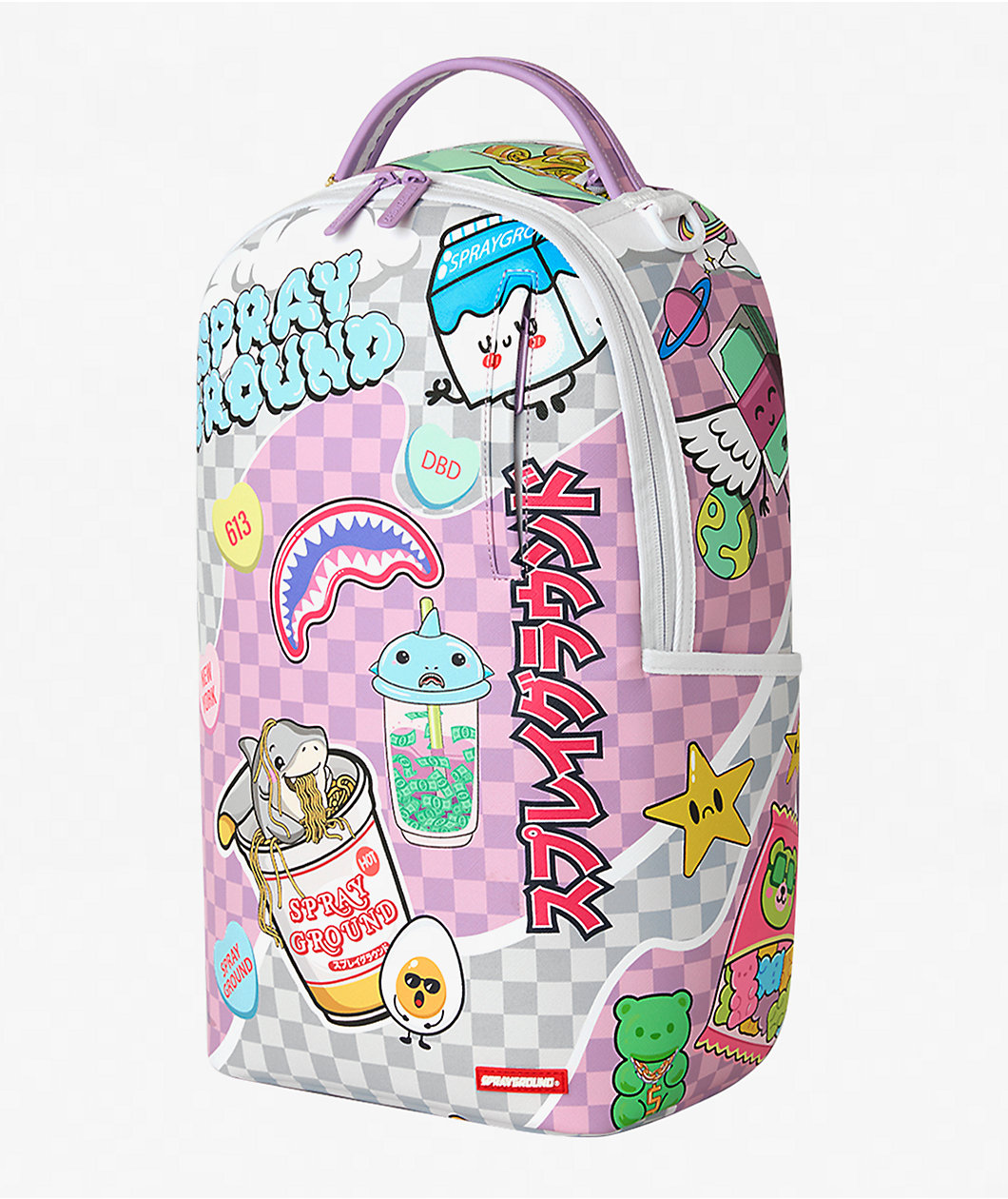 Sprayground WTF Ramen Checkered Purple Backpack