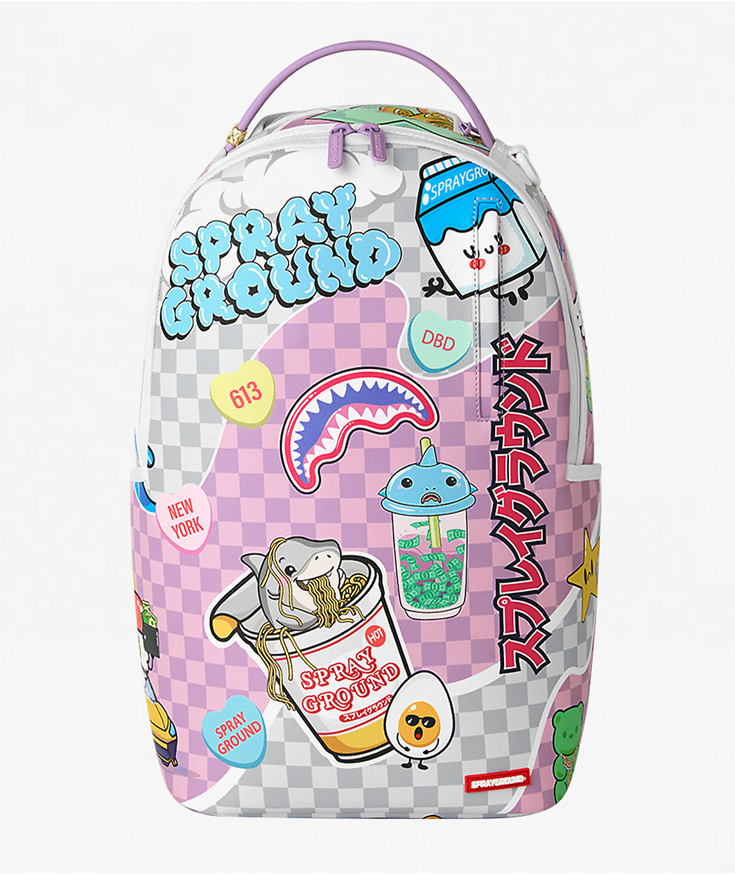 Sprayground WTF Ramen Checkered Purple Backpack