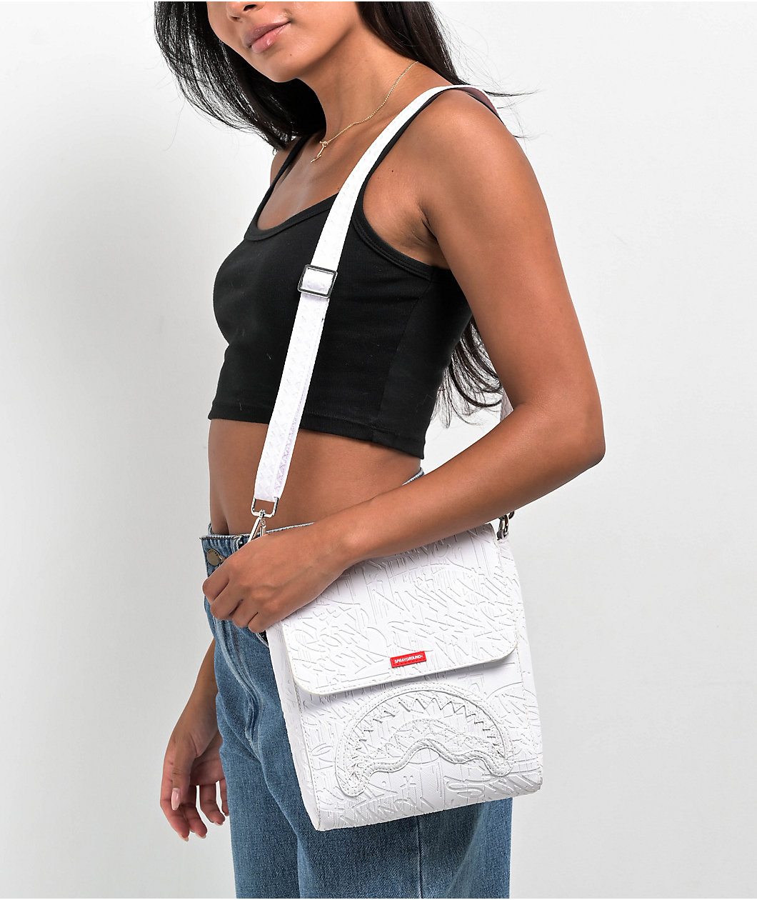 Sprayground White Scribble Messenger Bag