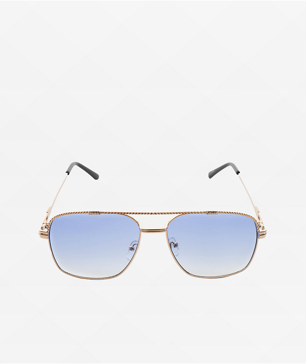 Square Frame Blue & Gold Pilot Sunglasses