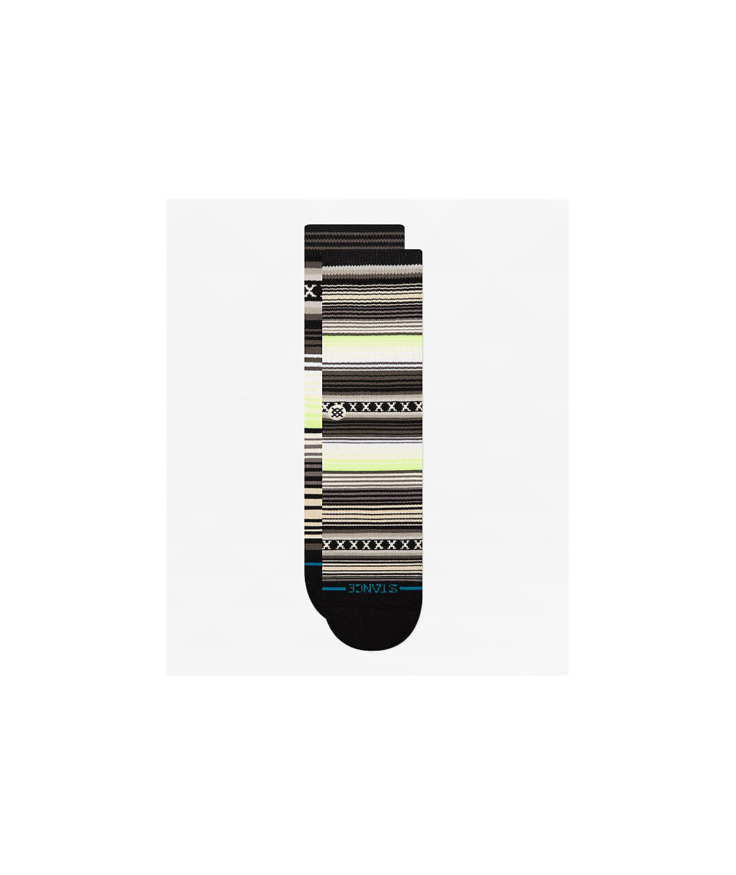 Stance Curren Striped Green, Yellow & White Crew Socks