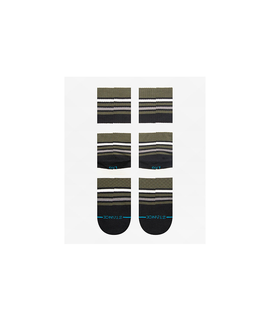 Stance Mossy Green & Black Stripe Crew Socks