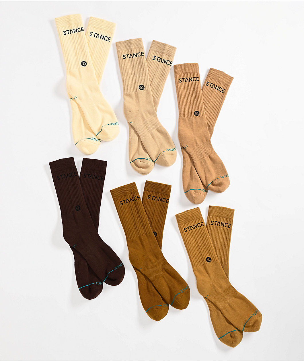 Stance Origin 6 Pack Cream Crew Socks