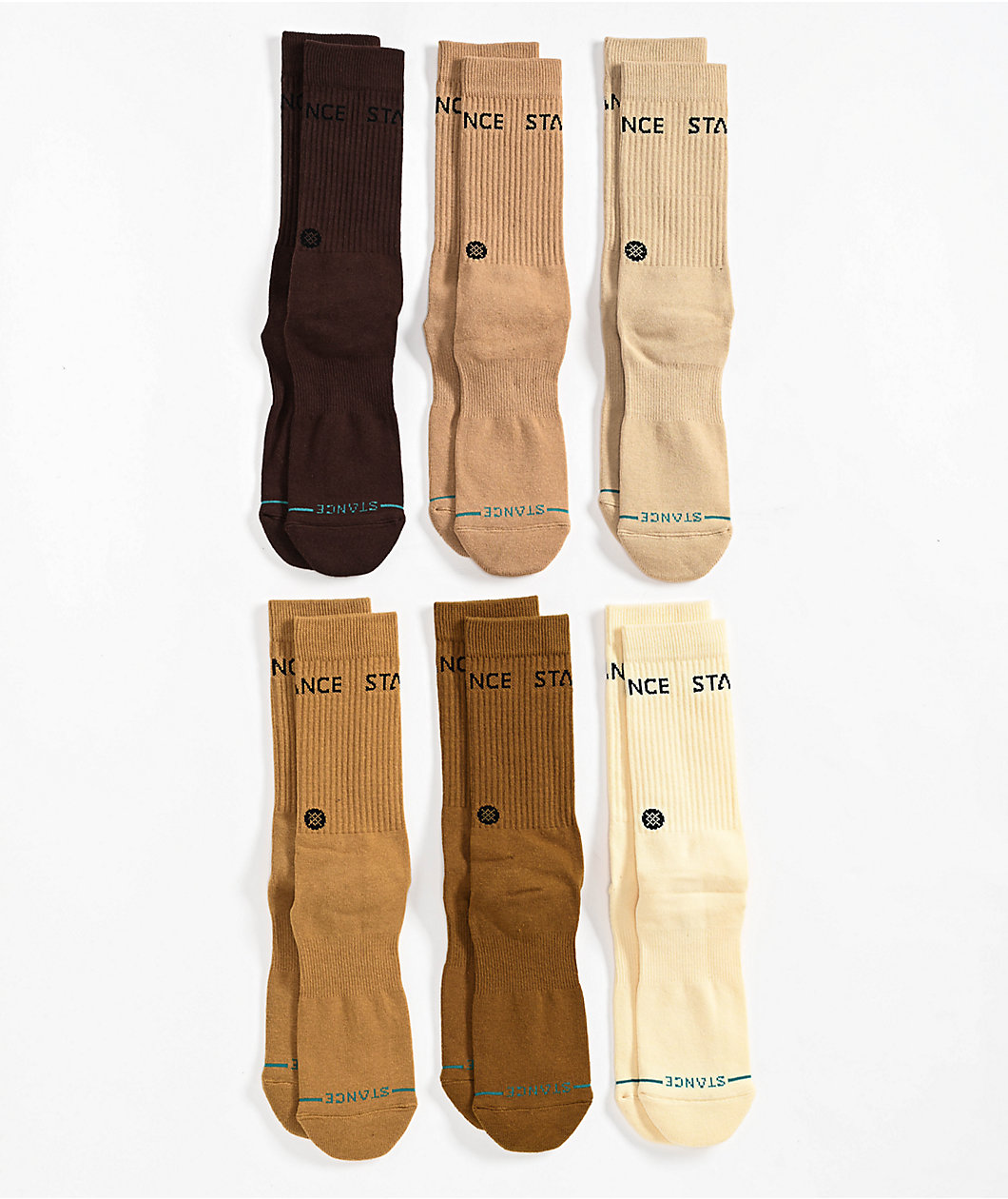 Stance Origin 6 Pack Cream Crew Socks