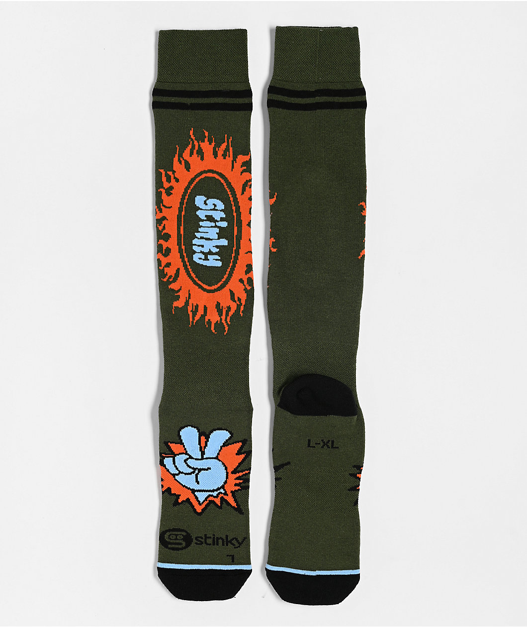 Stinky Socks Peace Out Green Snowboard Socks