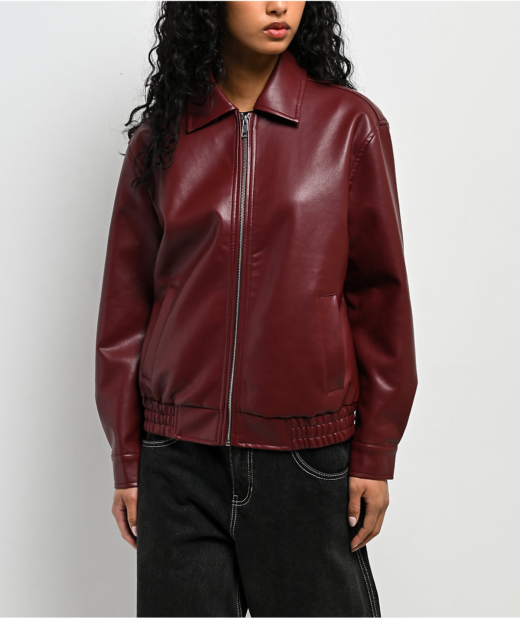 Stitch Fusion Burgandy Bomber Jacket