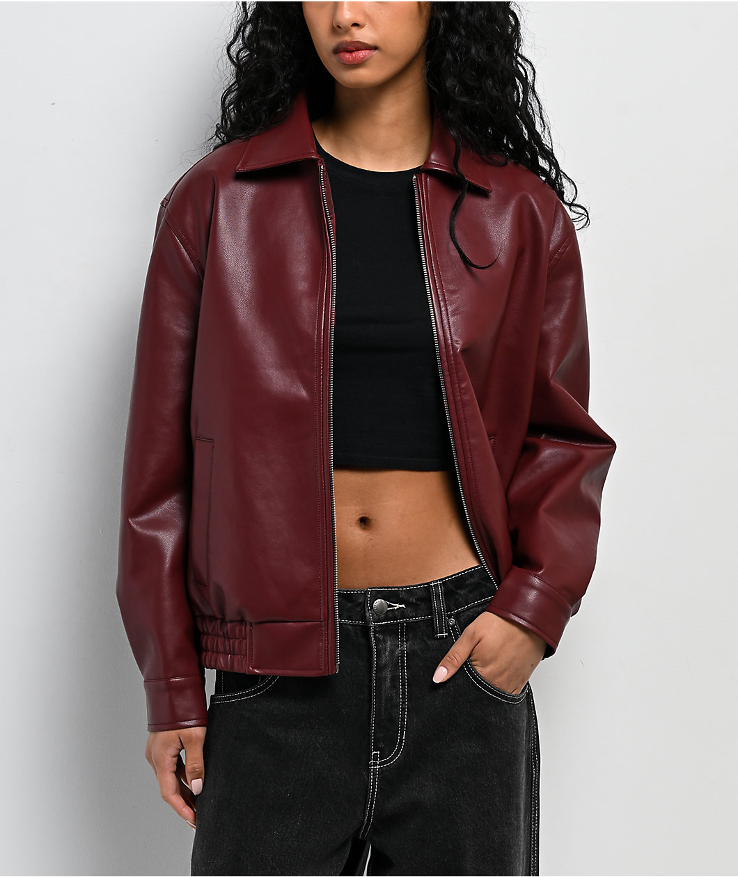 Stitch Fusion Burgandy Bomber Jacket