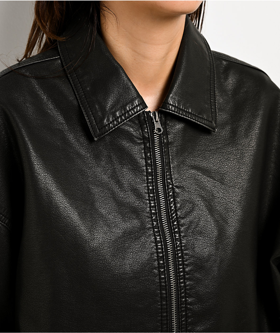 Stitch Fusion Distressed Black Bomber Jacket