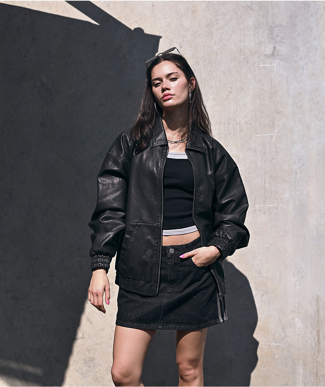 Stitch Fusion Distressed Black Bomber Jacket