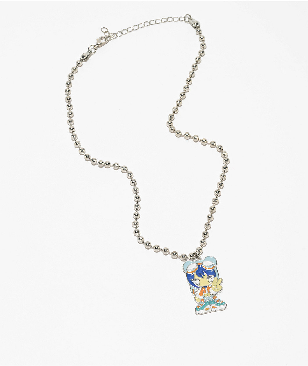 Stone + Locket Chibi Girl Silver Pendant Necklace