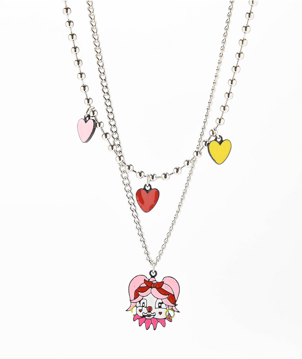 Stone + Locket Clown Around 18" Silver Layered Chain Necklace