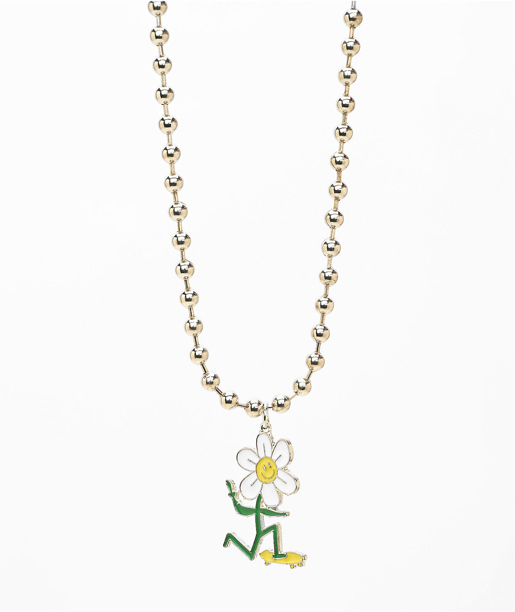 Stone + Locket Daisy Skater Silver Necklace
