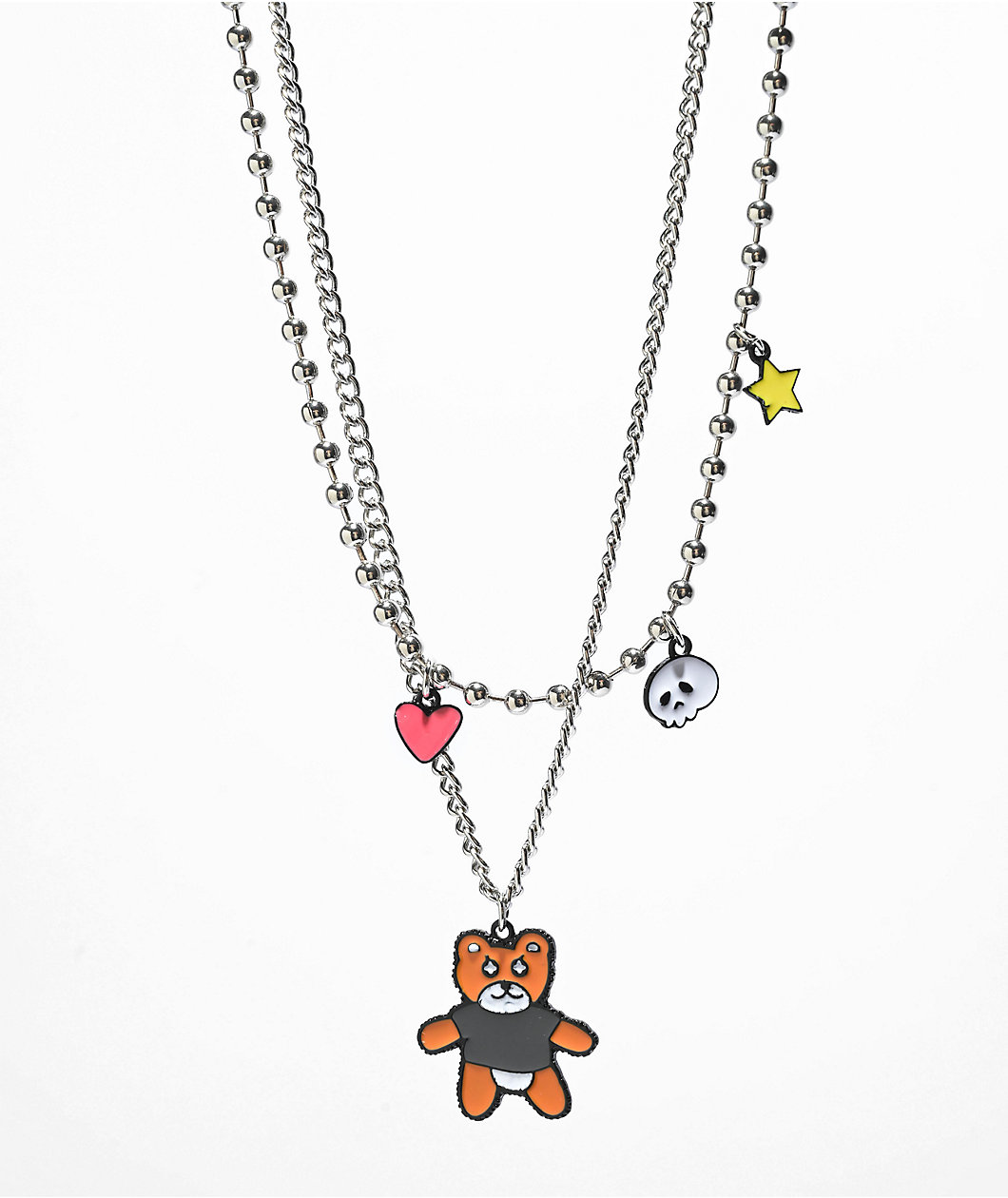 Stone + Locket Teddy 18" Layered Necklace