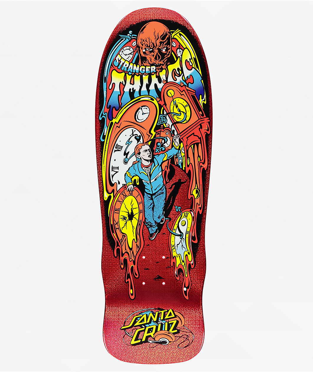 Stranger Things x Santa Cruz Grabke Max Melting Clock Glow In The Dark 9.7" Skateboard Deck