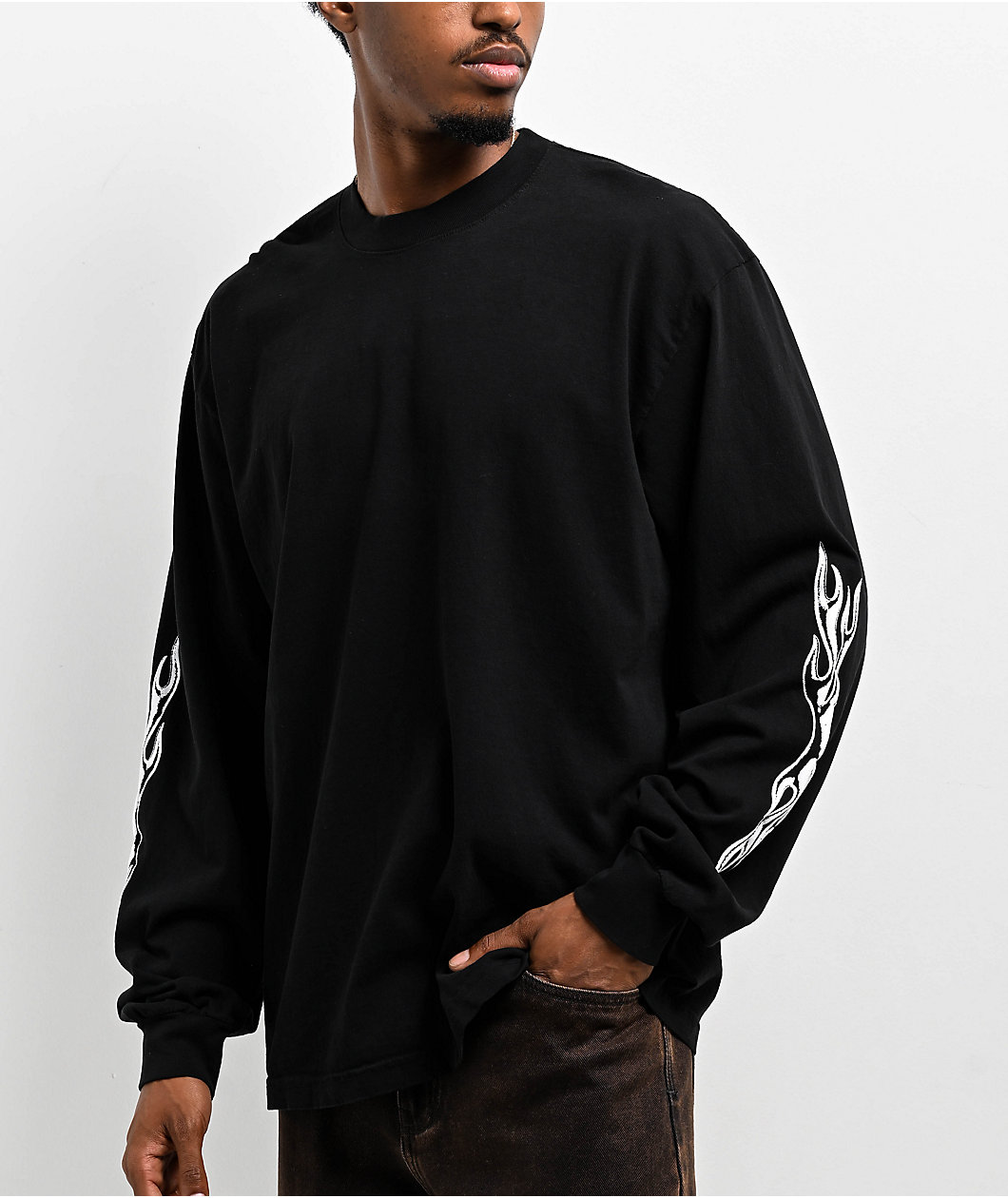 Straye Flame Black Wash Heavyweight Long Sleeve T-Shirt