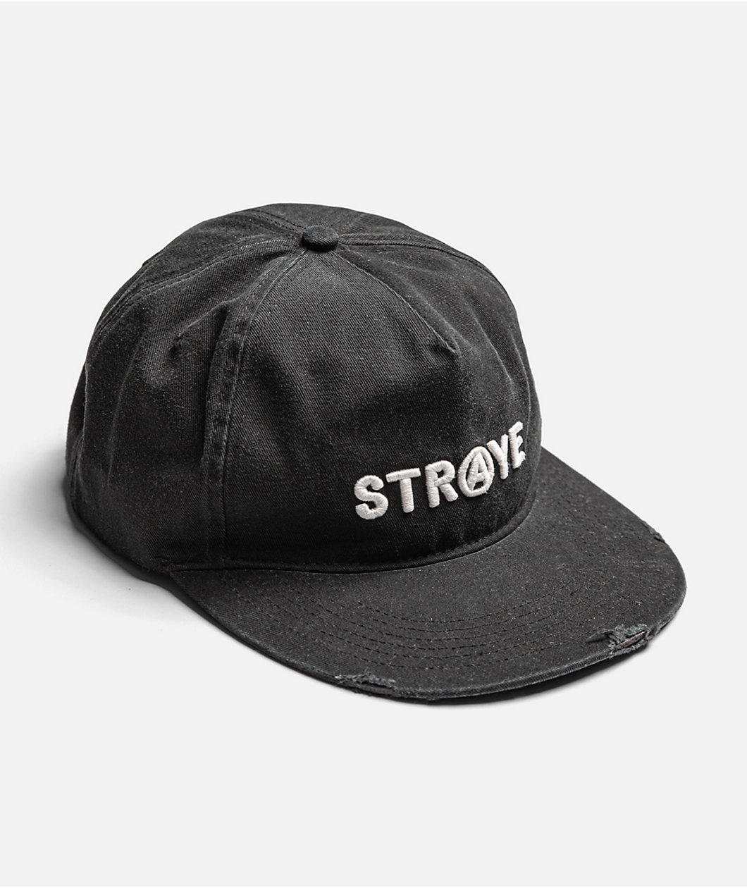 Straye Ripped Black Strapback Hat