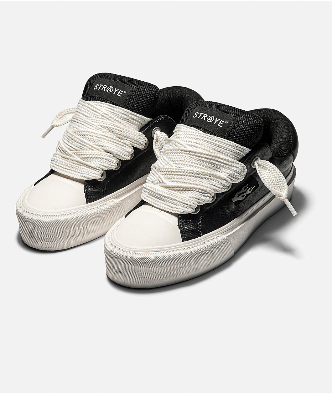 Straye Venice Buff Black & White High Top Skate Shoes