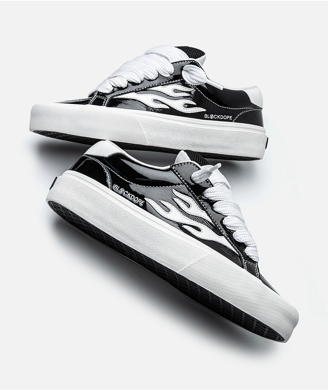 Straye x Blackdope Logan Puff Black Patent Leather Skate Shoes