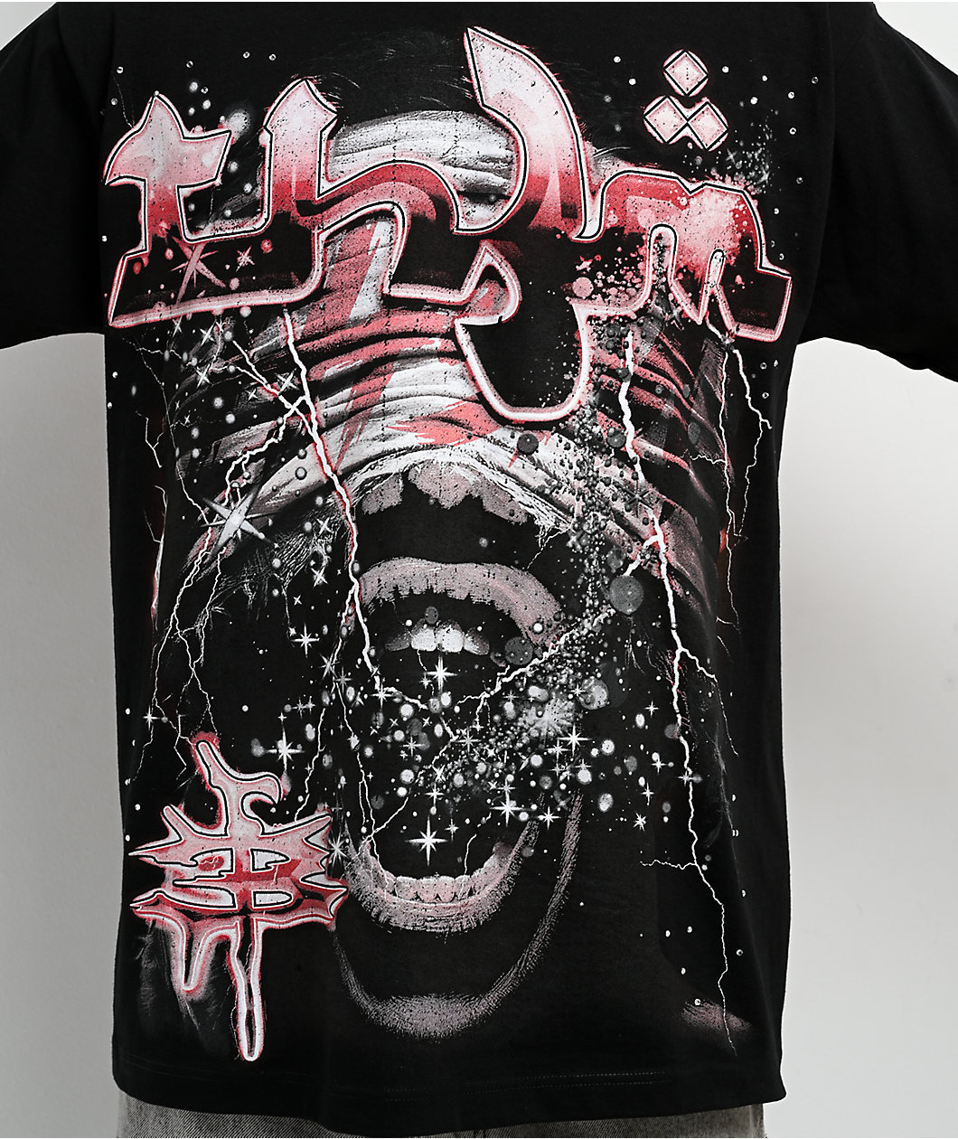 TH3M Mummy Rhinestone Black T-Shirt
