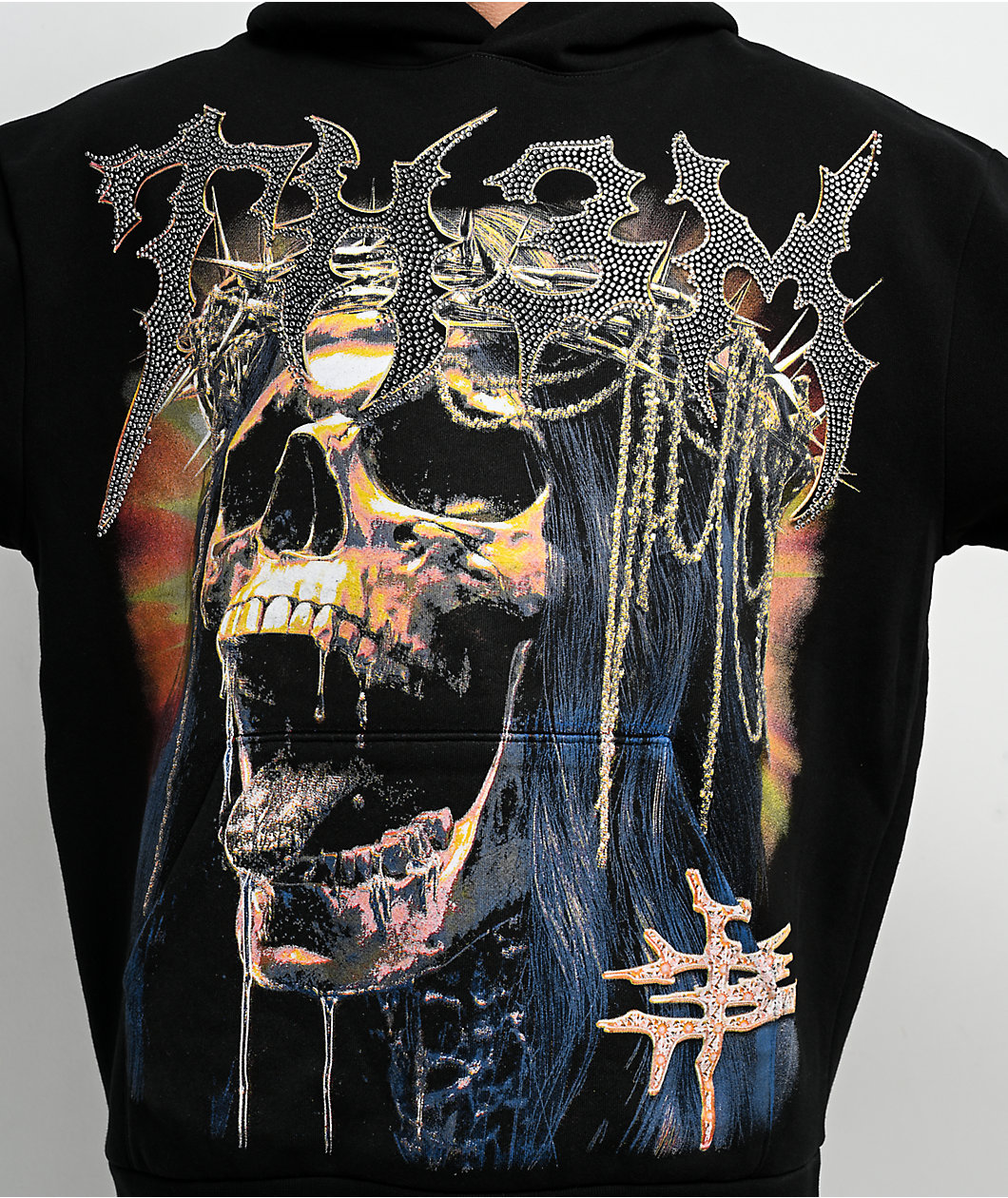 TH3M Royalty Rhinestone Black Hoodie