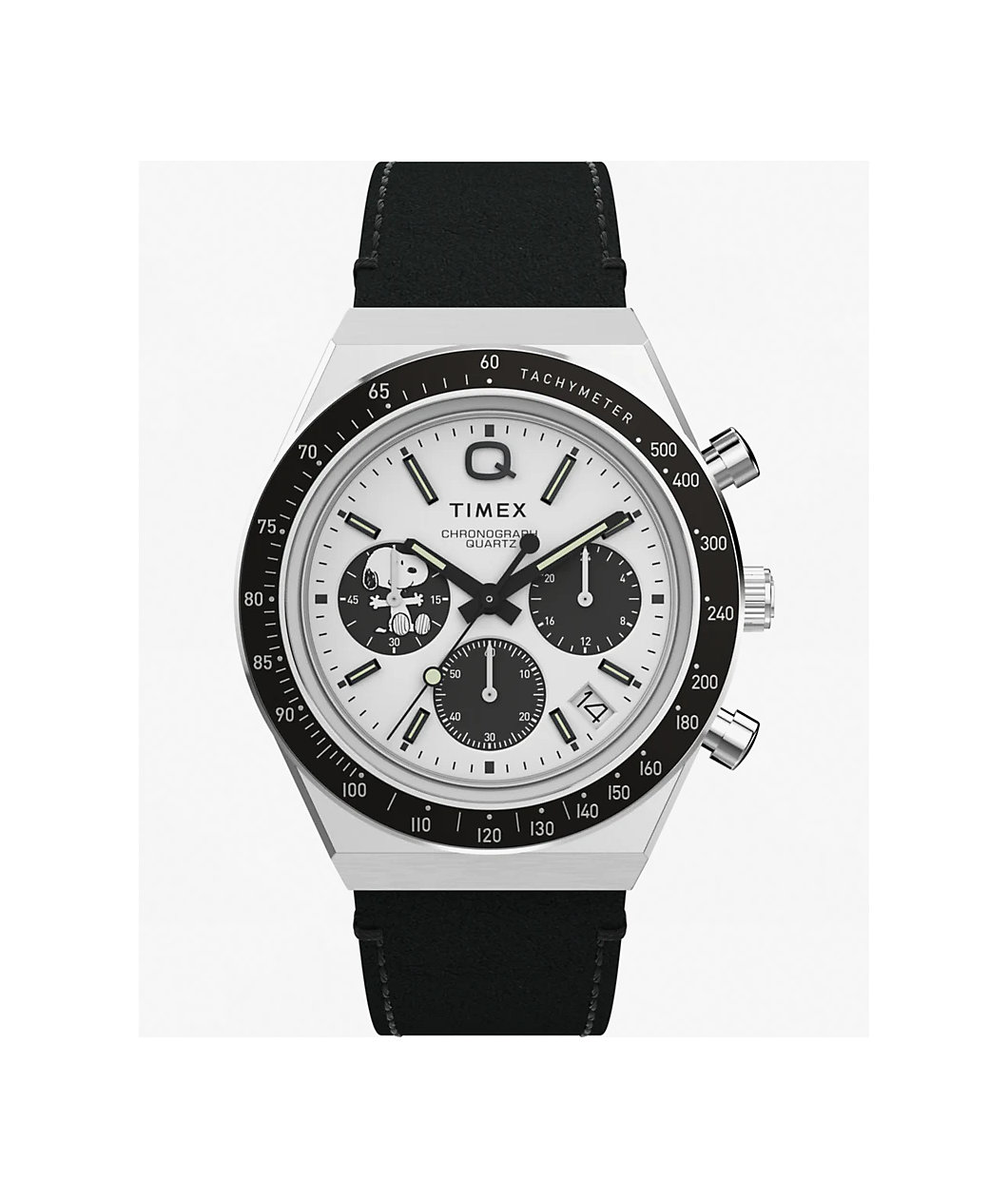 TIMEX x Peanuts Q Chrono Snoopy Silver & Black Analog Watch