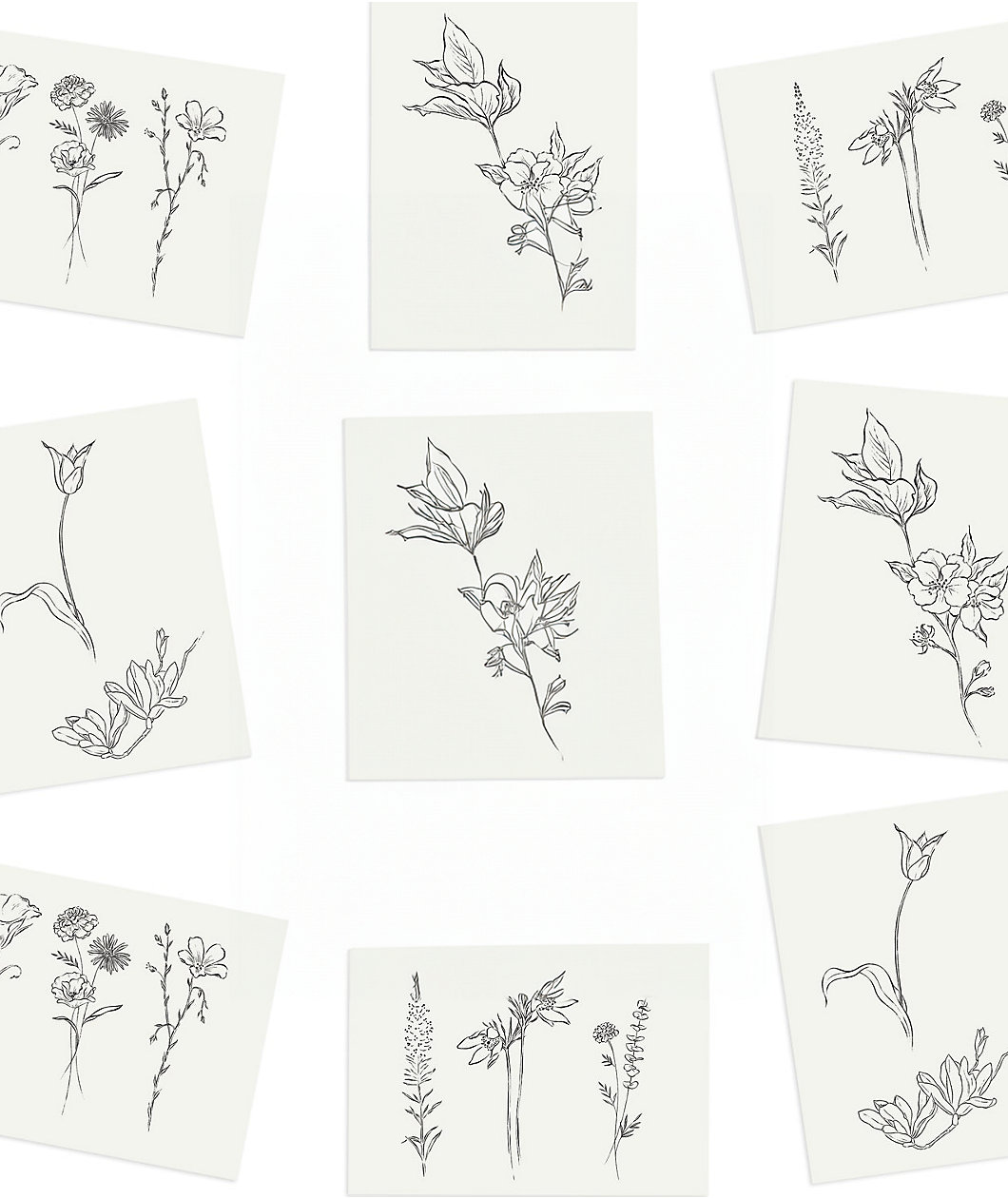 Tattly Fine Florals Temporary Tattoo Sheets