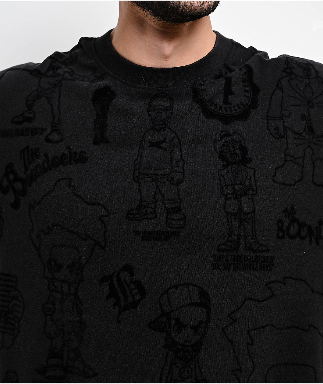 The Boondocks Collage All Over Print Grey Wash T-Shirt