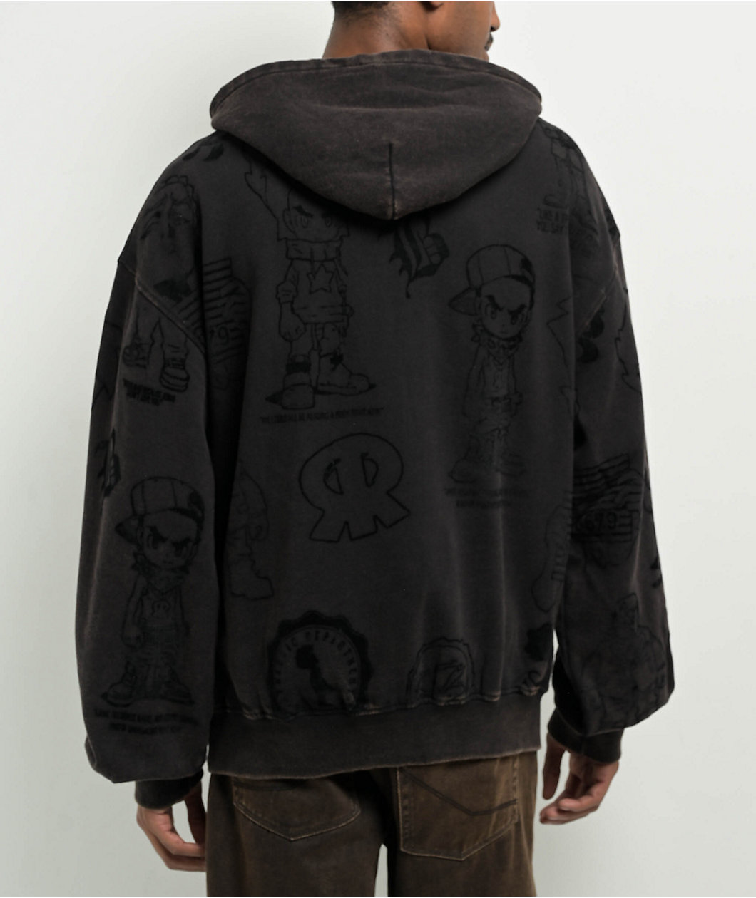 The Boondocks Collage Black Acid Wash Hoodie