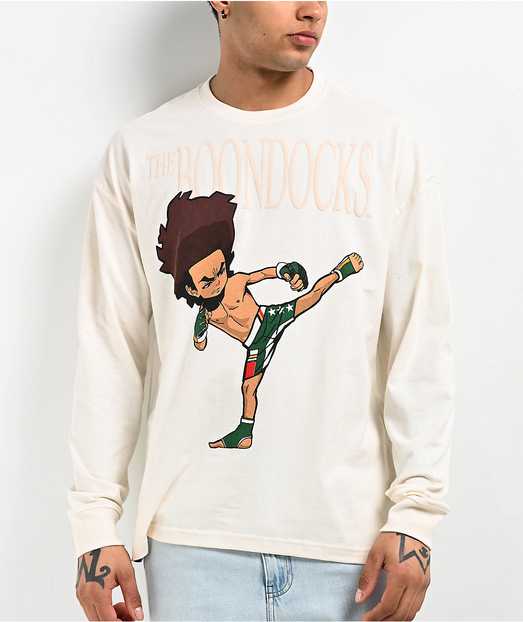 The Boondocks Huey MMA Champ Natural Long Sleeve T-Shirt