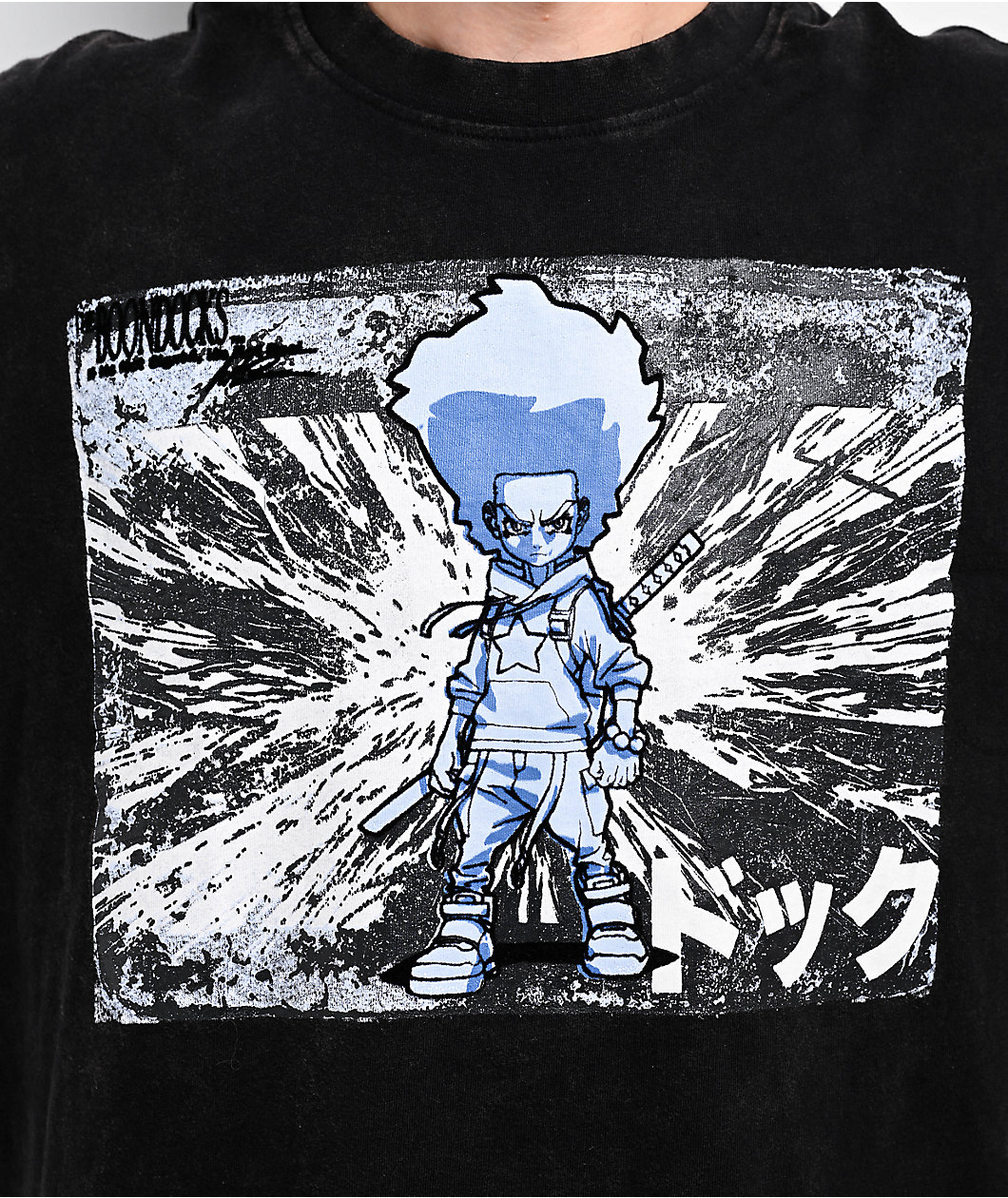 The Boondocks Huey Samurai Acid Wash Black T-Shirt