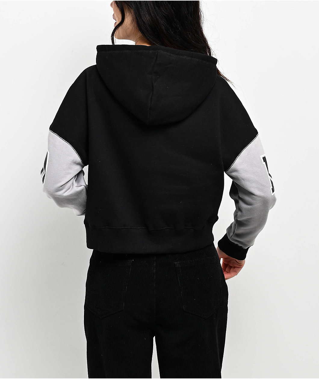 The Boondocks Riley & Huey Black & Grey Crop Hoodie