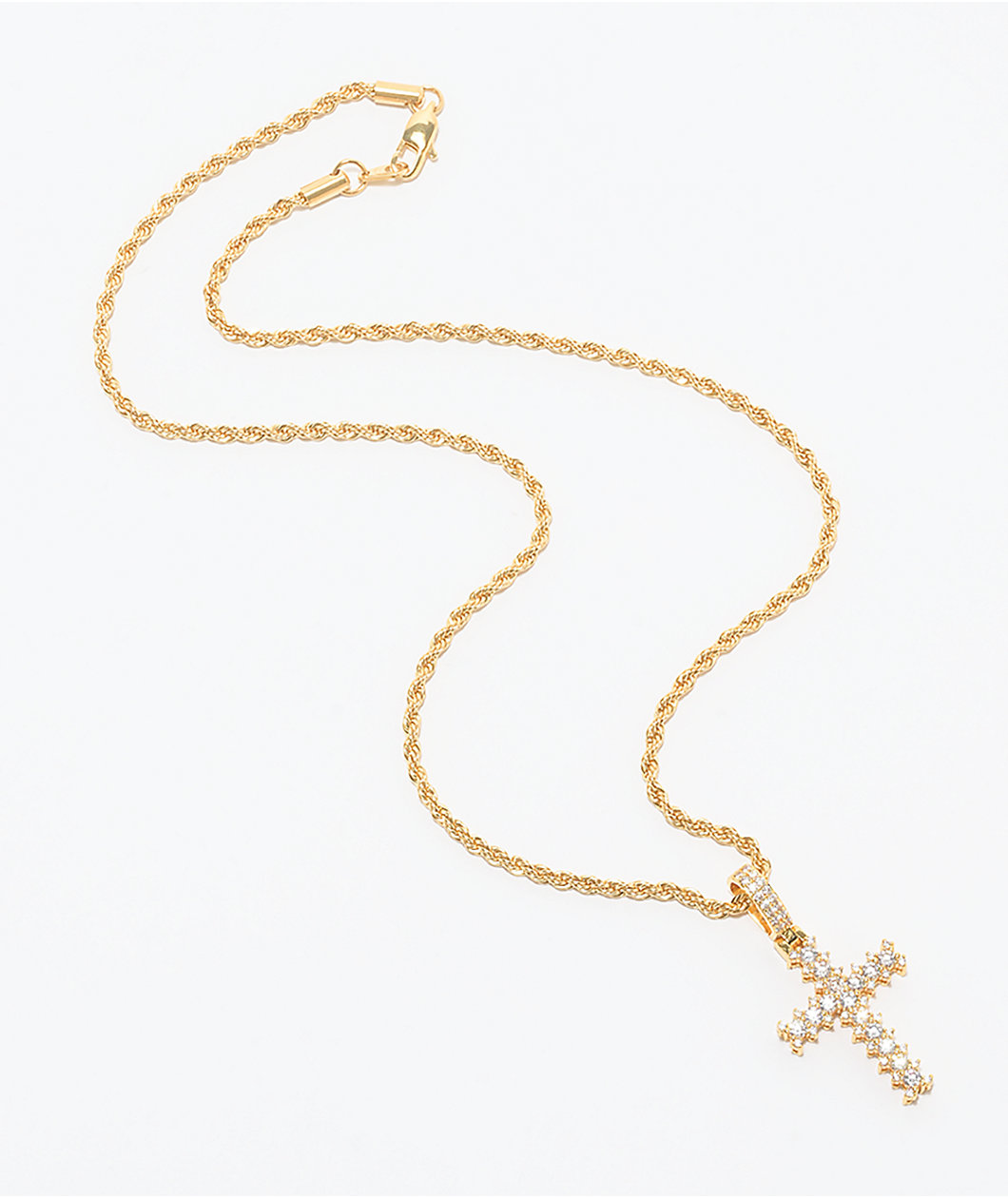 The Gold Gods Gold Flooded Cross Rope 20" Chain Necklace