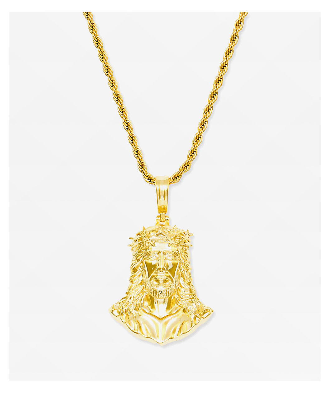 The Gold Gods Jesus Piece 22" Gold Rope Chain Necklace