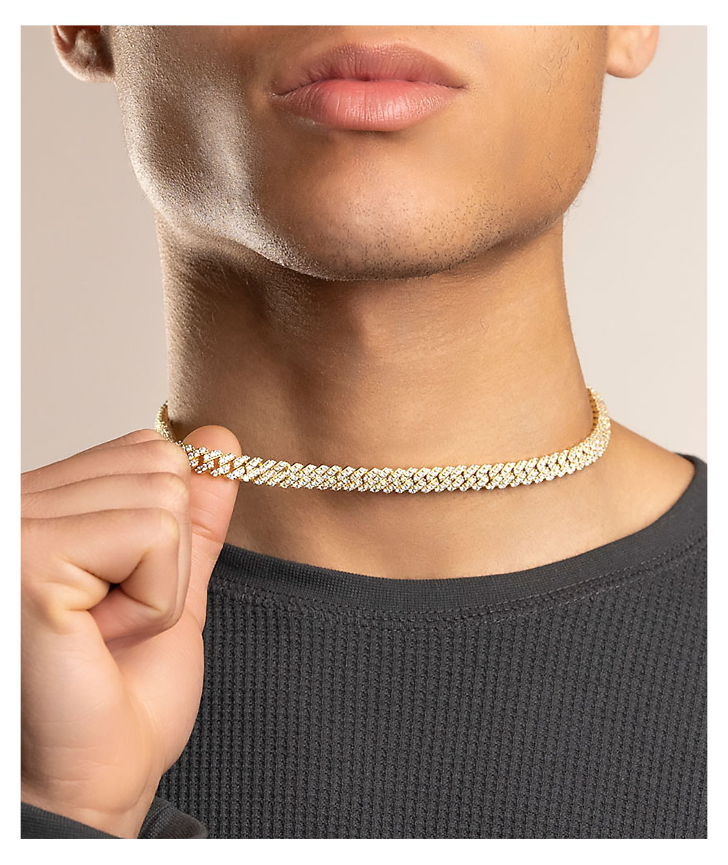 The Gold Gods Straight Edge 8mm 22" Gold Diamond Cuban Link Choker Chain Necklace