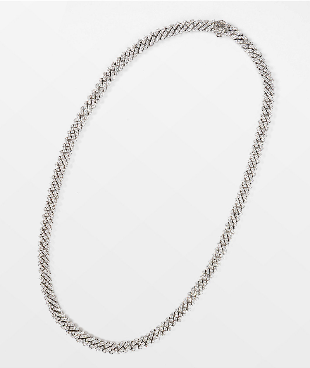 The Gold Gods Straight Edge 8mm 22" White Gold Diamond Cuban Link Choker Chain Necklace