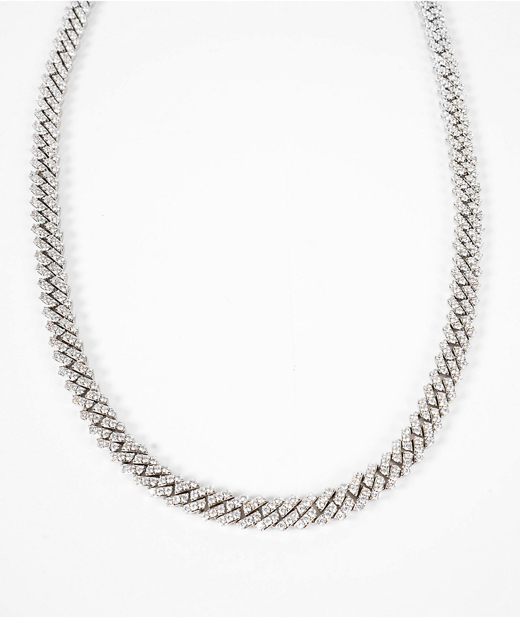 The Gold Gods Straight Edge 8mm 22" White Gold Diamond Cuban Link Choker Chain Necklace