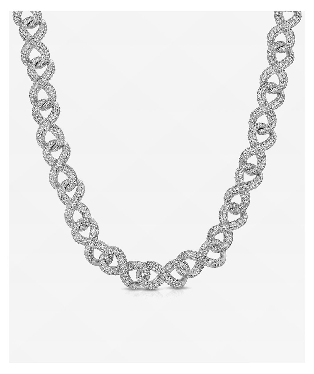 The Gold Gods White Gold Diamond 18" Infinity Link Chain Necklace