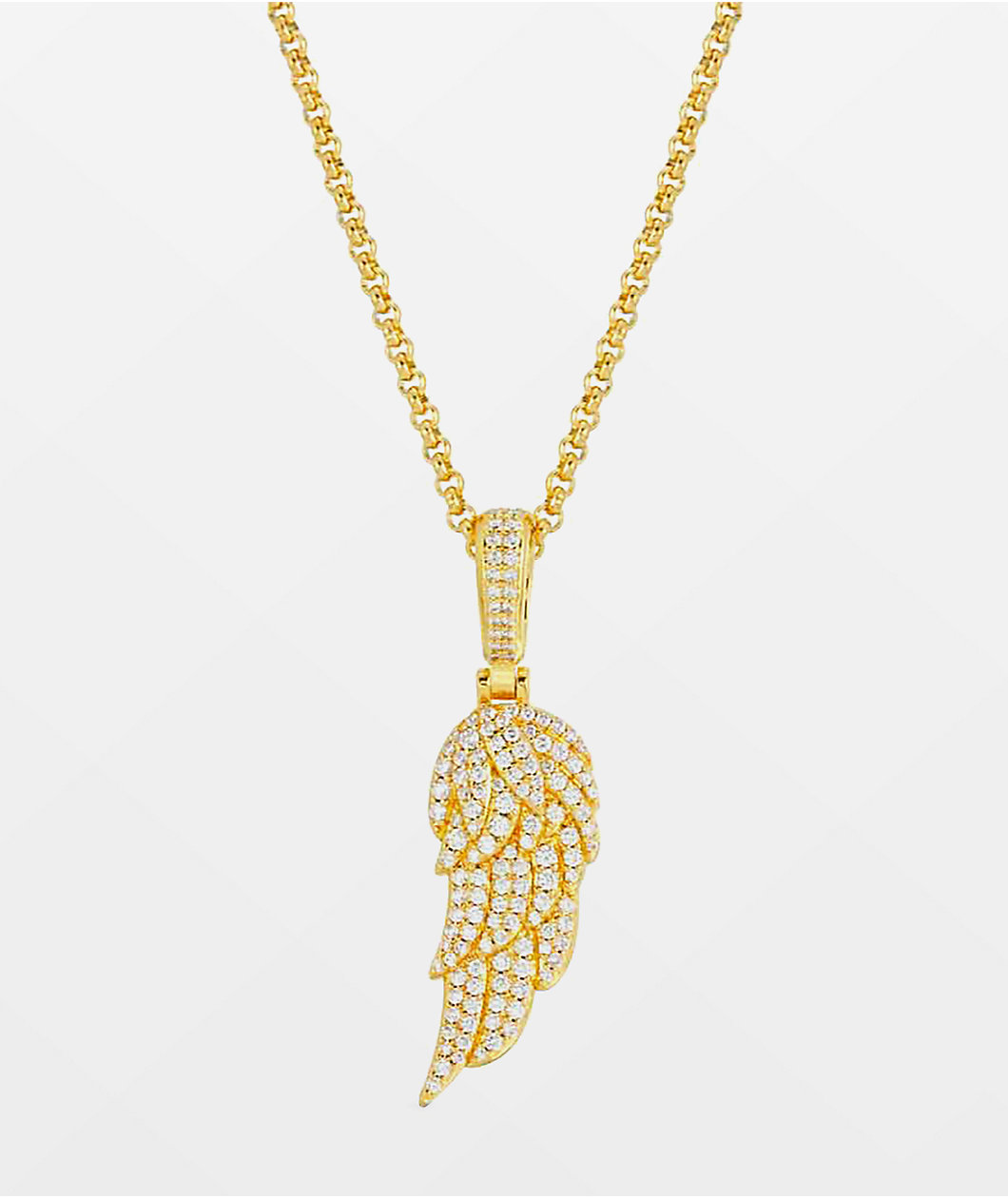 The Gold Gods Wing Micro Diamond Pendant 20" Yellow Gold Necklace