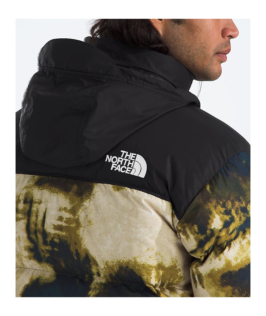 The North Face 1996 Retro Nuptse Midnight Petrol TNF Bleach Dye Print & TNF Black Puffer Jacket