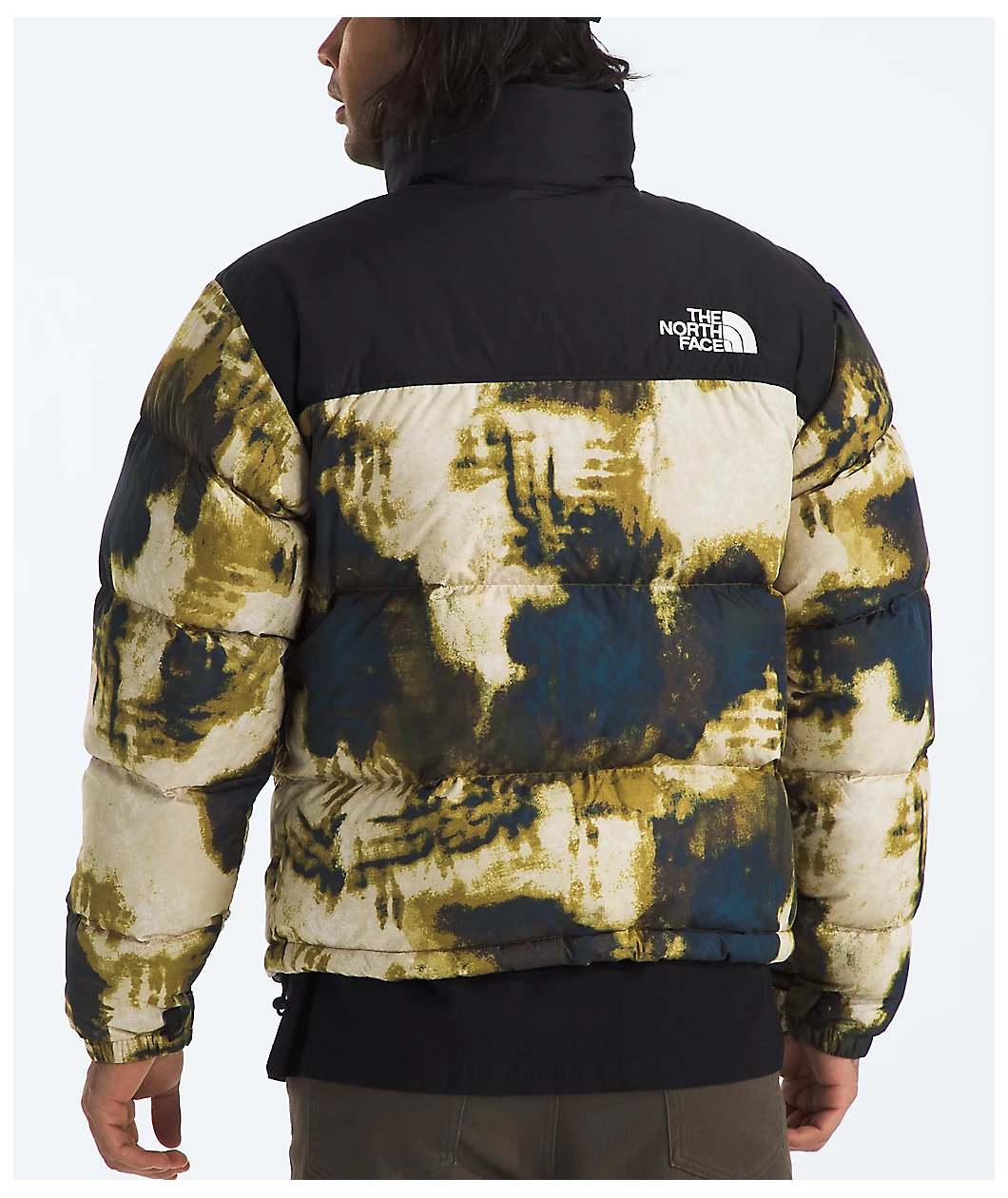 The North Face 1996 Retro Nuptse Midnight Petrol TNF Bleach Dye Print & TNF Black Puffer Jacket