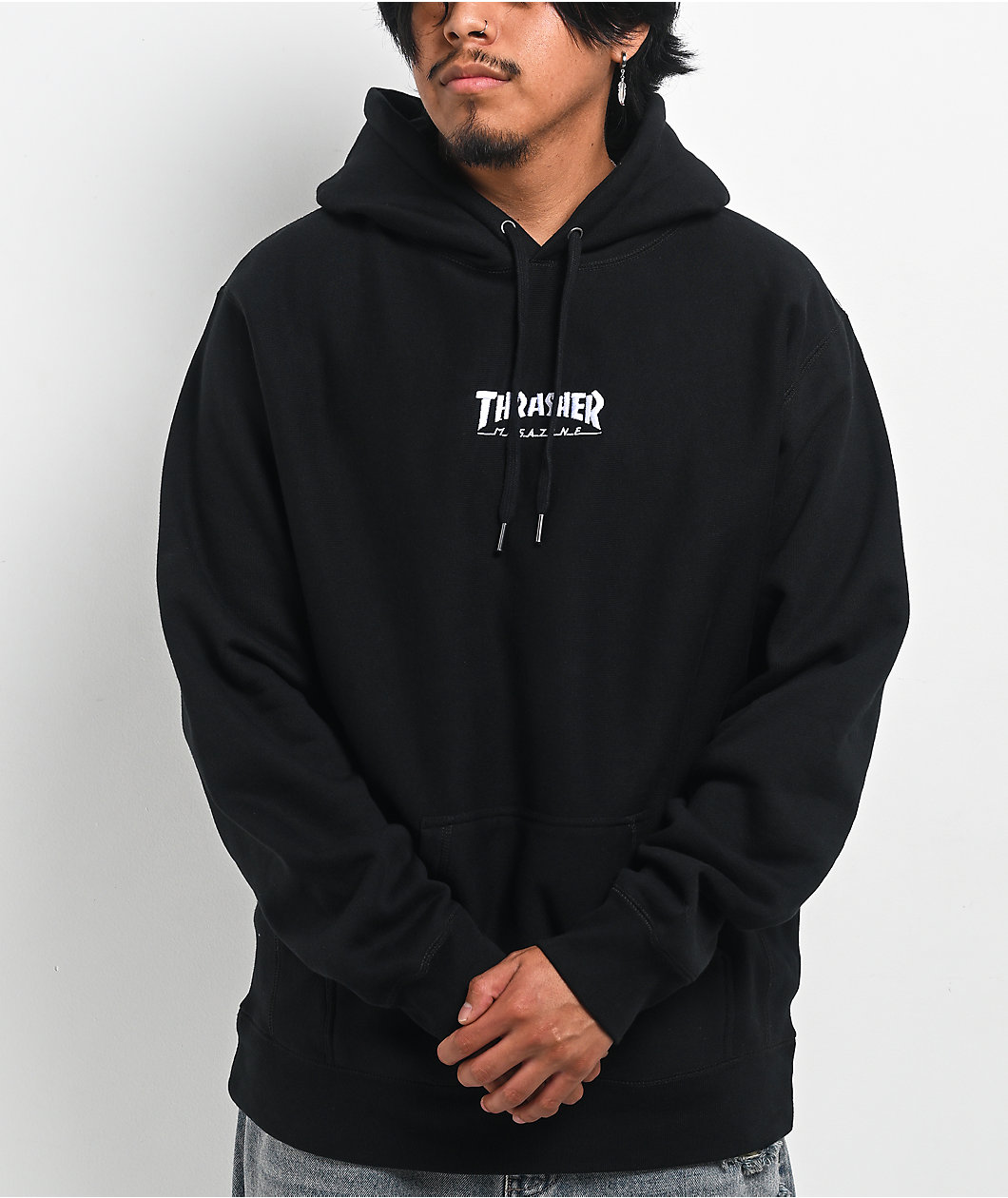 Thrasher Embroidered Heavyweight Black Hoodie